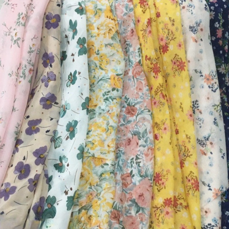 Summer Clothing Material - 2/3 м шифоновая ткань с цветочным
