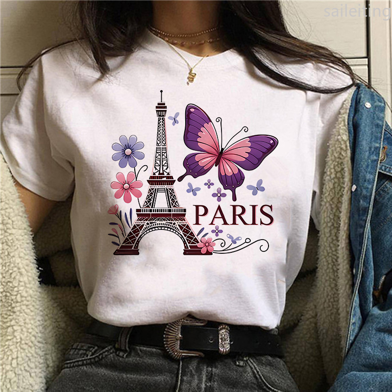 Summer Clothing In Paris - Футболка 90-х годов с цветком и
