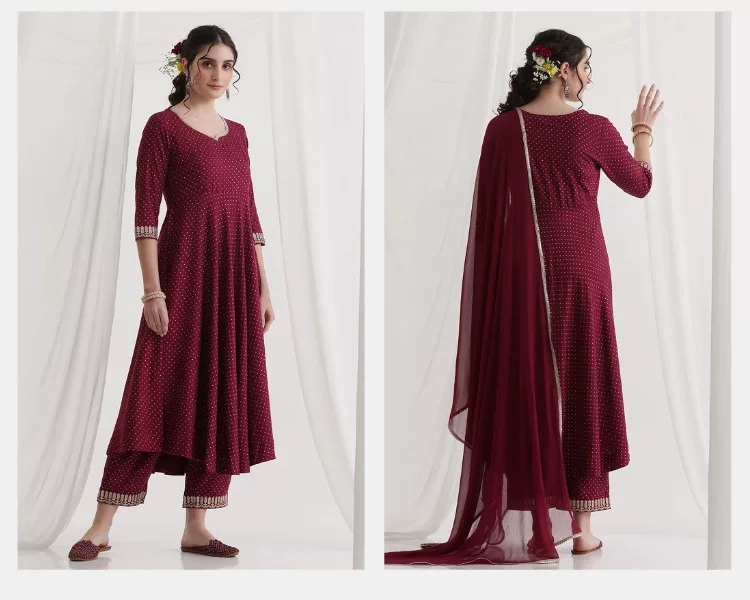 Женский бордовый этнический ко – обзор и цена Summer Clothing India